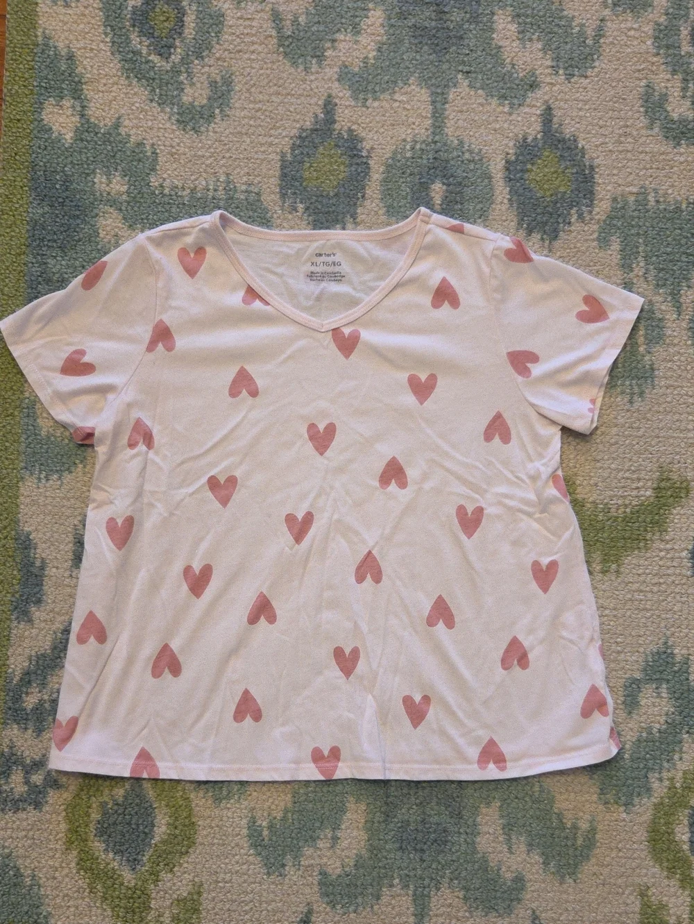 Carter's V-Neck Tee with Pink Heart Print